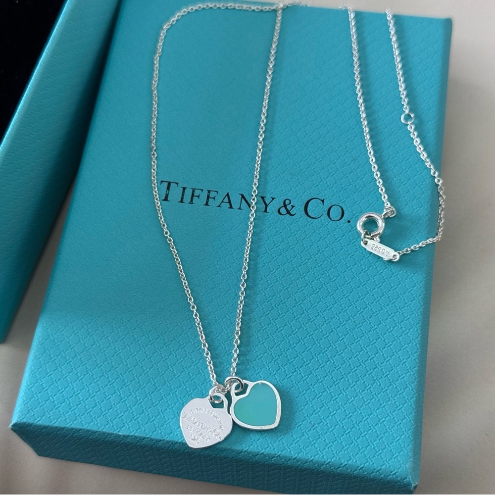 Tiffany & Co. Silver Necklace with Blue Heart Pendant